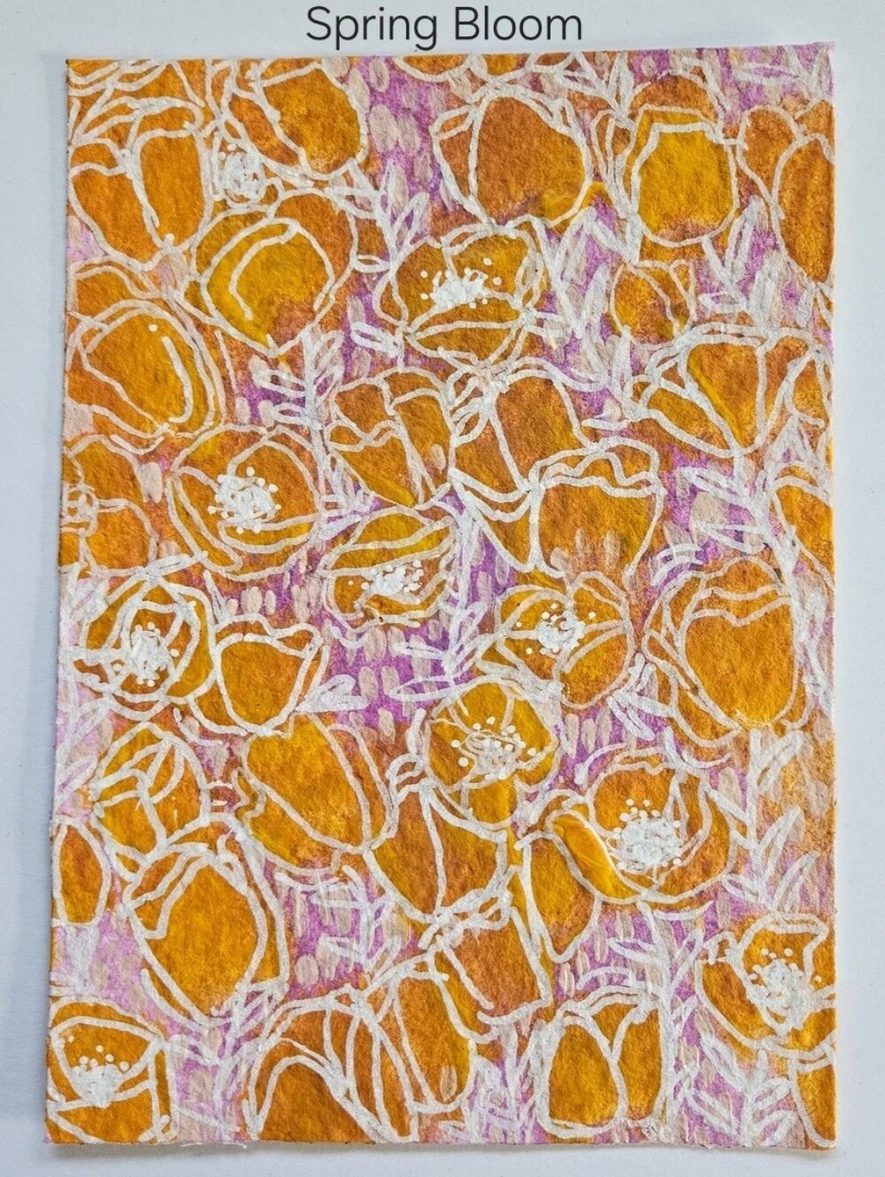 5x7 small original colorful abstract painting spring flower garden cottagecore